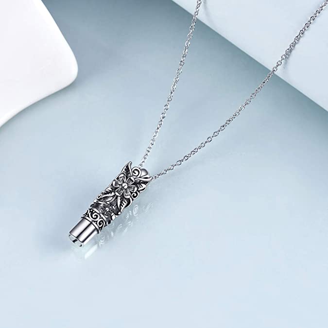 Sterling Silver Flower Sunflower Urn Necklace for Ashes