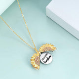 Sterling Silver Sunflower Necklace Jewelry For Women Locket with Engraved Message Valentine's Day Gift For Her