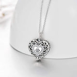 Sterling Silver Pawprint Heart Urn Necklace for Ashes