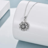 Sterling Silver Sunflower Urn Necklace for Ashes Engraved With You Are My Sunshine