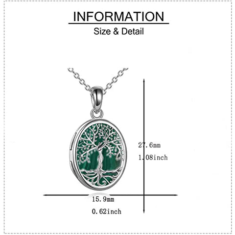 Sterling Silver Tree of Life Locket Pendant Necklace