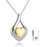 Cremation Jewelry 925 Sterling Silver Teardrop Urn Necklace For Ashes Heart Shape Memorial Keepsake Pendant For Ashes