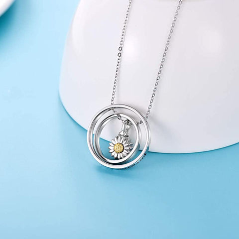 Sterling Silver Sunflower Rose Dog Paw Tree of life Urn Necklace for Ashes