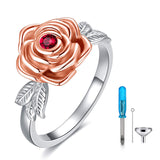 Sterling Silver CZ Rose Flower Cremation Urn Ring Ashes