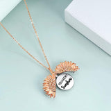 Sterling Silver Sunflower Pendant Necklace with Engraved Message