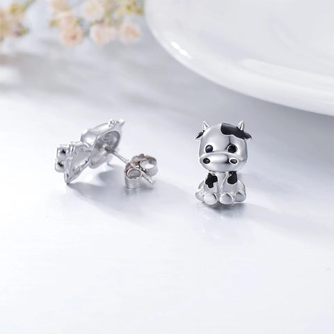 Sterling Silver Cow Stud Earrings