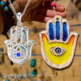 925 Sterling Silver Hand of Fatima Necklace Elephant Hamsa Necklace Evil Eye Hamsa Necklace