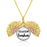 Sterling Silver Sunflower Necklace Jewelry For Women Locket with Engraved Message Valentine's Day Gift For Her