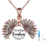 Sterling Silver Sunflower Urn Necklace For Ashes You Are My Sunshine Pendant Cremation Jewelry For Ashes