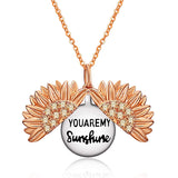 Sterling Silver Sunflower Pendant Necklace with Engraved Message