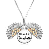 Sterling Silver Sunflower Necklace Jewelry For Women Locket with Engraved Message Valentine's Day Gift For Her