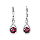Dangle Drop Infinity Earrings 925 Sterling Silver Leverback Birstone Earrings 18K White Gold Jewelry for Women Girls
