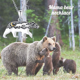 Mama Bear Necklace 925 Sterling Silver Momma Bear Necklace for Women Gift for Mother's Day