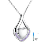 Cremation Jewelry 925 Sterling Silver Teardrop Urn Necklace For Ashes Heart Shape Memorial Keepsake Pendant For Ashes