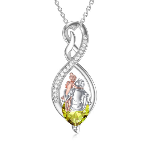 Sterling Silver Infinity Heart Birthstone Father Daughter Pendant Necklace