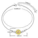 925 Sterling Silver Sunflower Jewelry Bracelet Anklet for Women