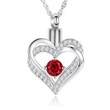 Sterling Silver Birthstone Heart Urn Necklace for Ashes