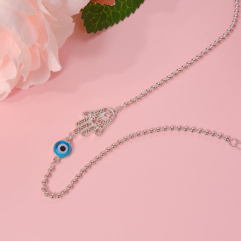 Sterling Silver Evil Eye Single Layer Anklet