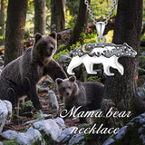 Mama Bear Necklace 925 Sterling Silver Momma Bear Necklace for Women Gift for Mother's Day