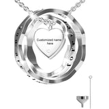 Sterling Silver Heart Urn Necklace For Ashes With Engraved