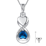 Infinity Heart Cremation Jewelry for Ashes Sterling Silver Urn Necklaces for Women