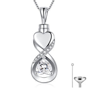 Sterling Silver Infinity Heart Urn Necklace for Ashes