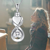 Infinity Heart Cremation Jewelry for Ashes Sterling Silver Urn Necklaces for Women