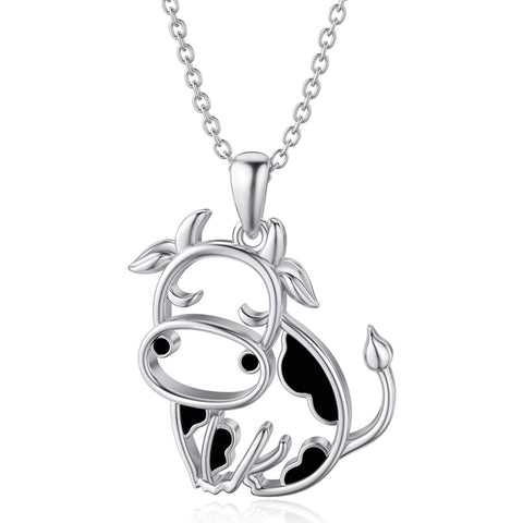 Sterling Silver Cow Pendant Necklace