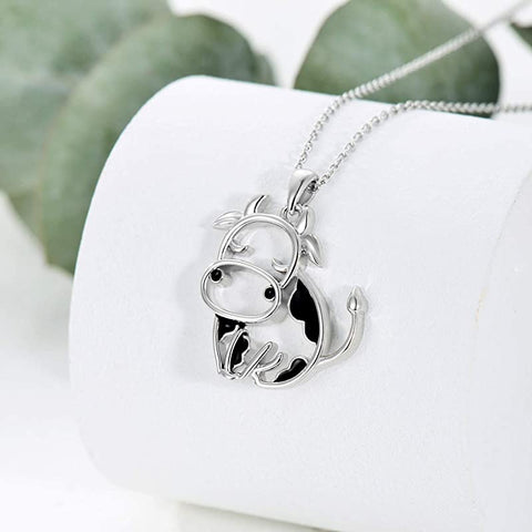 Sterling Silver Cow Pendant Necklace