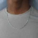 925 Sterling Silver 5mm Diamond-Cut Figaro Link Chain Necklace for Women Men