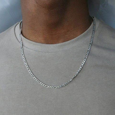 Sterling Silver 5mm Diamond Cut Figaro Link Chain Necklace