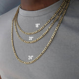 925 Sterling Silver 5mm Diamond-Cut Figaro Link Chain Necklace for Women Men