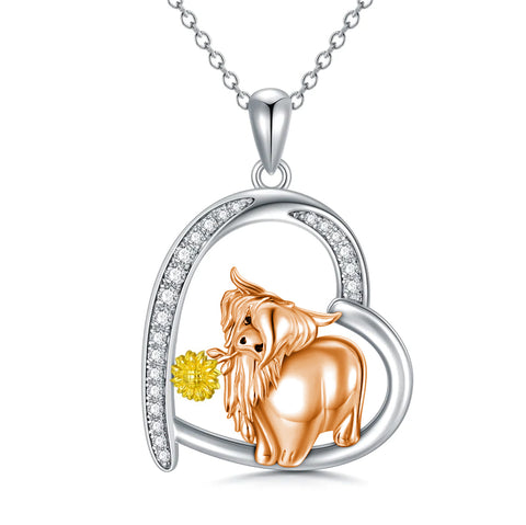 Sterling Silver Highland Cow Necklace