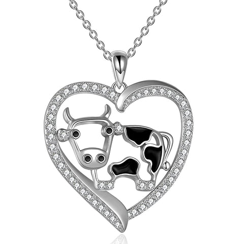 Sterling Silver Cow Pendant Necklace