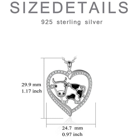 Sterling Silver Cow Pendant Necklace