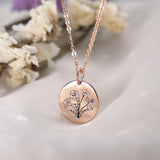 Sterling Silver Personalized Birth Flower Bouquet Pendant Necklace