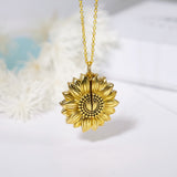 925 Sterling Silver You are My Sunshine Sunflower Photo Necklace for Mom Women Personalized Valentine's Day Gift