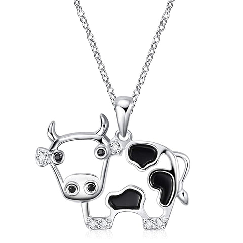 Sterling Silver Cow Pendant Necklace