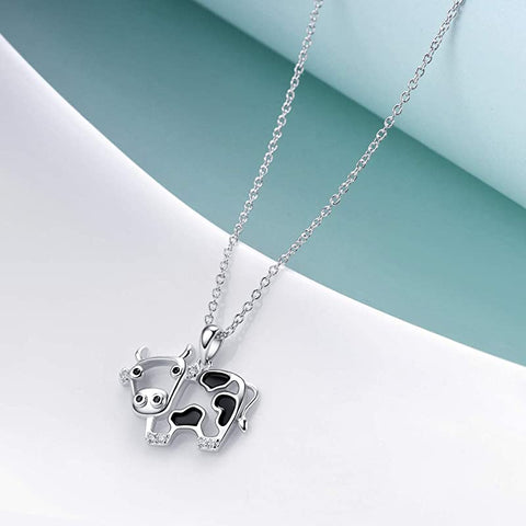 Sterling Silver Cow Pendant Necklace