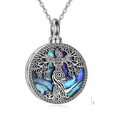 Sterling Silver Abalone Opal Shell Moss Agate Tree of Life Urn Necklaces for Ashes