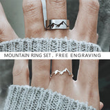 Sterling Silver Mountain Matching Set Couple Rings