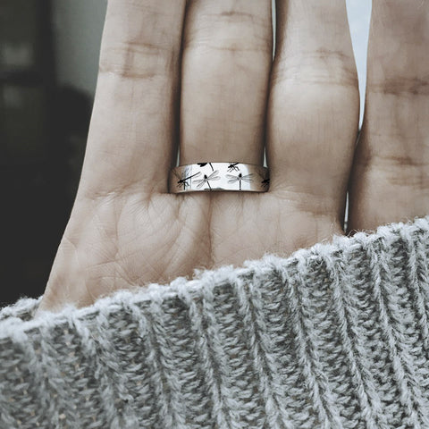 Sterling Silver Dragonfly Animal Ring With Engraved Appreciate The Little Things