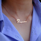 Sterling Silver Personalized Bachelor Cap Name Pendant Necklace