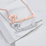 Sterling Silver Personalized Bachelor Cap Name Pendant Necklace