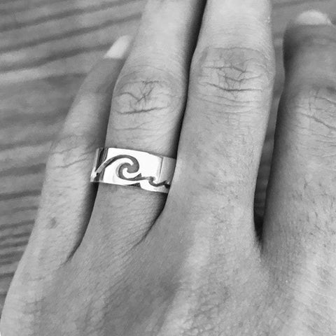 Sterling Silver Wave Promise Matching Couple Rings Set