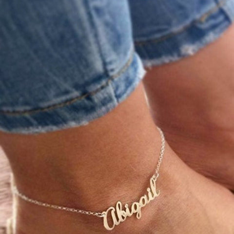 Sterling Silver Custom Name Single Layer Anklet