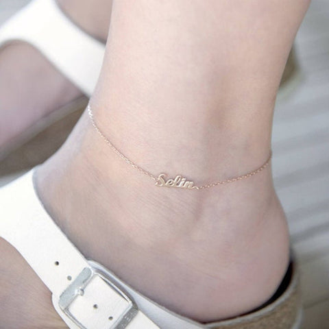 Sterling Silver Custom Name Single Layer Anklet