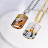 Stainless Steel Personalized Photo Engraved Pendant Necklace for Men