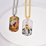 Stainless Steel Personalized Photo Engraved Pendant Necklace for Men