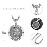 Sterling Silver Saint Michael Saint Christopher Amulet Pendant Necklace for Men